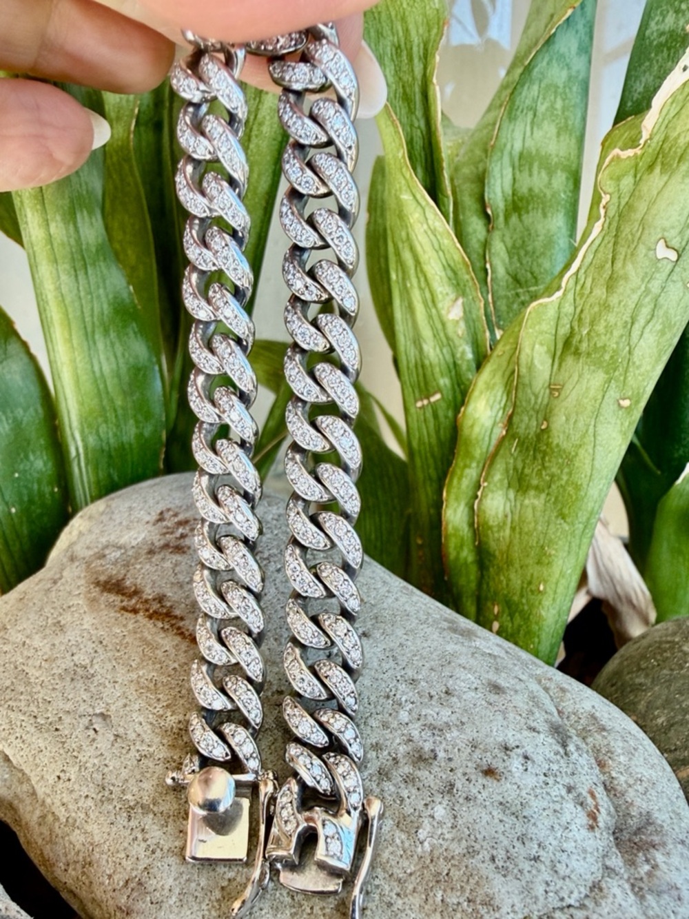 Sold.     14karat gold, and diamond bracelet